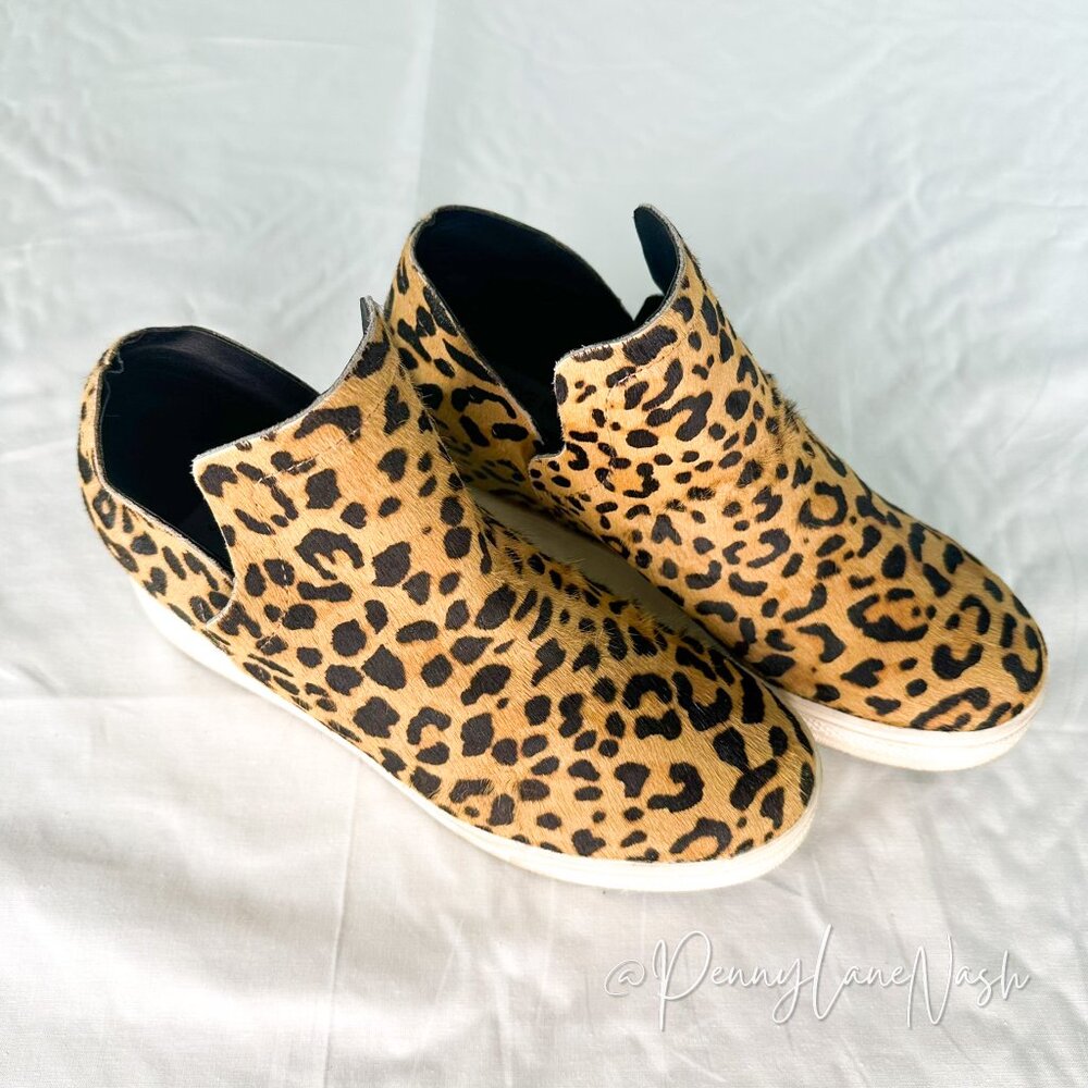 Steve Madden Leopard Print Cow Hair Wrangle Sneaker Size 7.5 - Picture 2 of 10